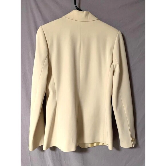 Suzy Shier Suit Jacket Blazer Womens 7 Cream Chambray Stretch Long Sleeve Career - Picture 6 of 16